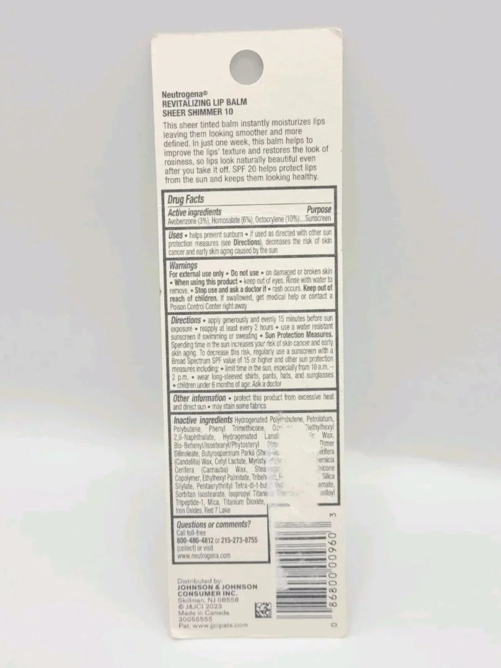 Neutrogena Revitalizing Lip Balm 10 Sheer Shimmer Spf 20 - 0.15 Oz. New